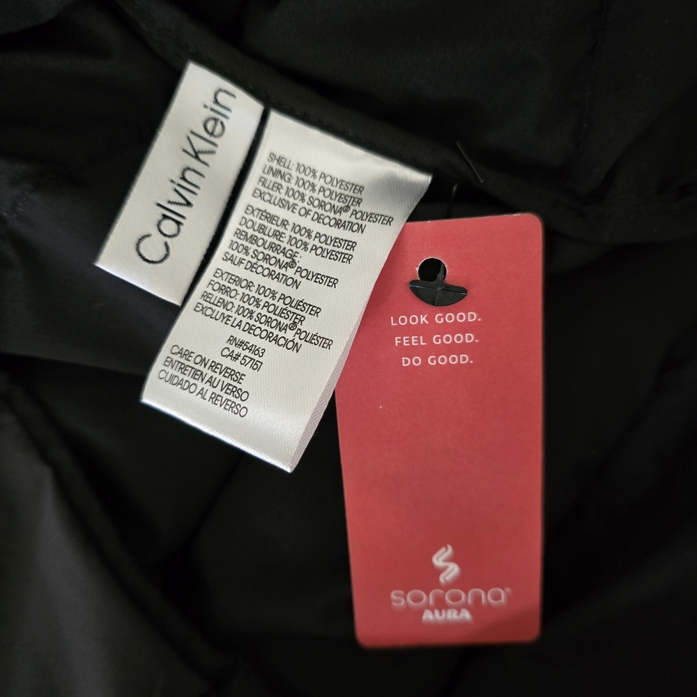 Calvin Klein Lightweight Quilted Puffer Jacket Black Full Zip Coat Large - Picture 4 of 7